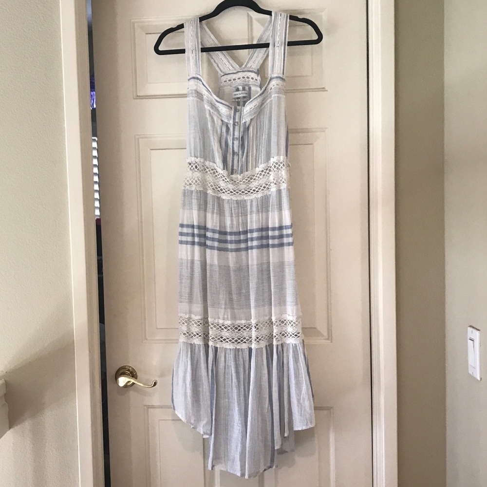 UO lace and stripe midi prairie dress